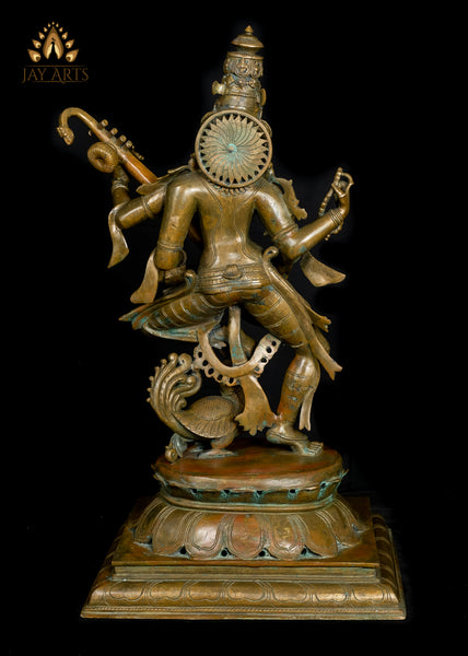 Bronze Dancing Goddess Saraswathi 37" - Lost-Wax Method Sculpture