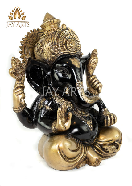 Brass Ashirvadh Ganesh Statue 12"