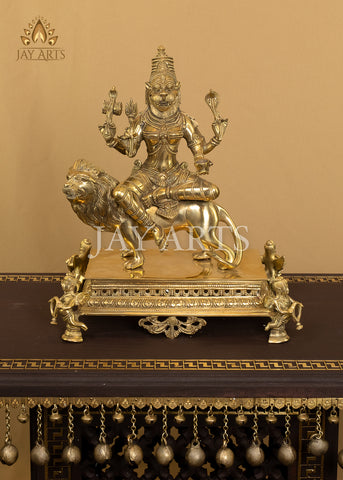 Sri Maha Pratyangira Devi (Atharvana Bhadrakali) - The Divine Mother of Moksha 14" Brass Statue