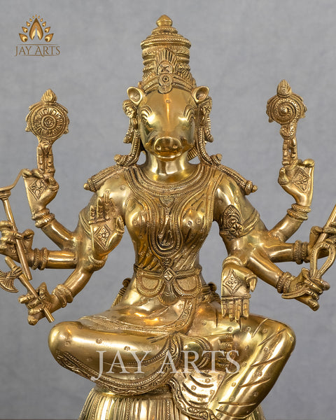 Goddess Varahi Amman (The Granter of Boons) 13" Brass Statue