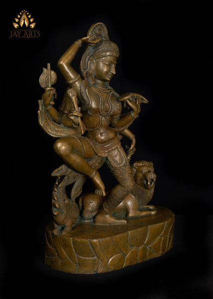 Bronze Dancing Ardhanareeswara 20" Lost-Wax Method Sculpture