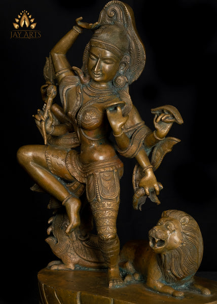 Bronze Dancing Ardhanareeswara 20" Lost-Wax Method Sculpture