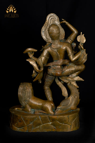 Bronze Dancing Ardhanareeswara 20" Lost-Wax Method Sculpture