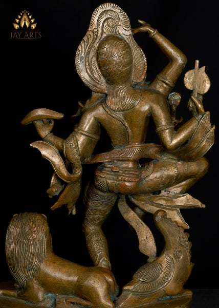 Bronze Dancing Ardhanareeswara 20" Lost-Wax Method Sculpture