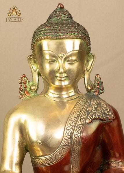 Buddha in Bhumisparsha Mudra 12" Brass Statue