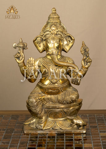 Blessing Ganesha 12" Brass Statue