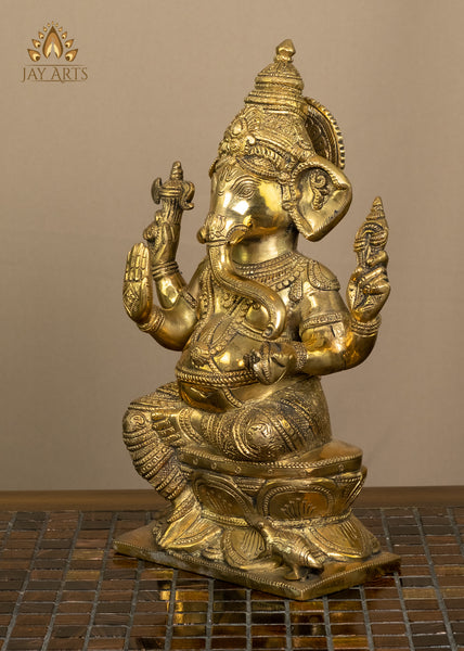Blessing Ganesha 12" Brass Statue