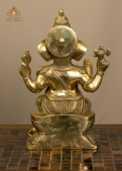 Blessing Ganesha 12" Brass Statue