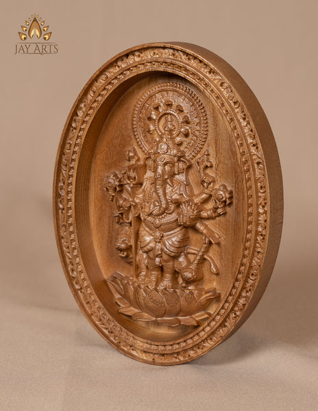 Shuba Drishti Ganapathi (Kan Drishti Pillayar) 8" x 6" Ashwood Carving Oval Frame