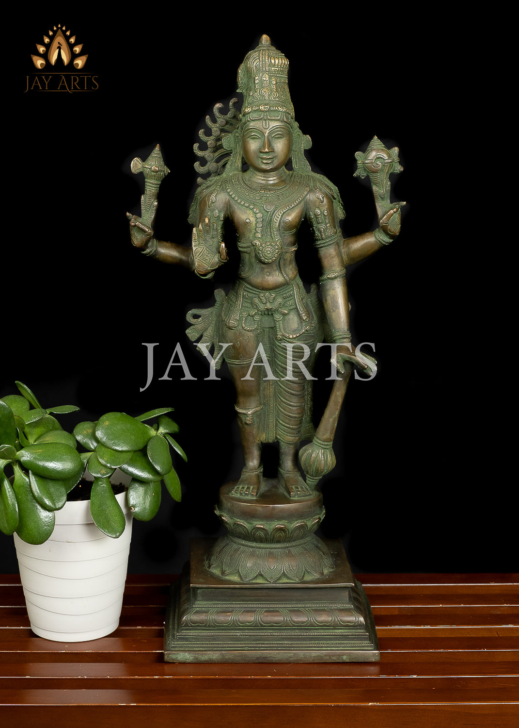 Lord Hari-Hara (Shankaranarayana) A composite deity of Shiva and Vishnu 21" Brass Statue