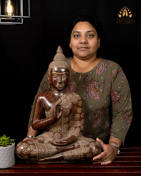 Buddha in Akasha Mudra 21” - Antique khmer style Angkor Wat Bronze Buddha Statue