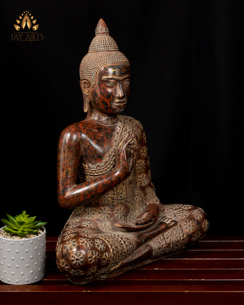 Buddha in Akasha Mudra 21” - Antique khmer style Angkor Wat Bronze Buddha Statue
