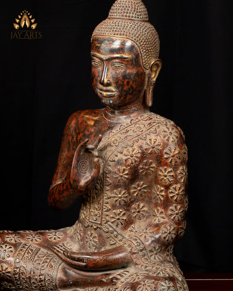 Buddha in Akasha Mudra 21” - Antique khmer style Angkor Wat Bronze Buddha Statue