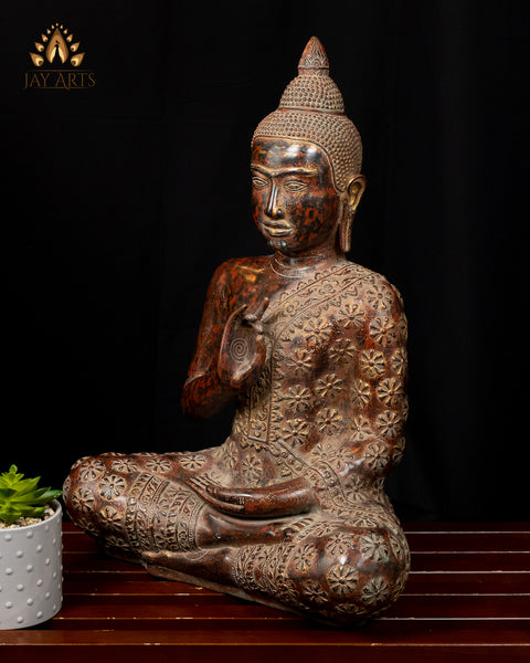 Buddha in Akasha Mudra 21” - Antique khmer style Angkor Wat Bronze Buddha Statue