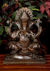 12.5" Lord Ganapathi Brass Statue (Bronze brown)