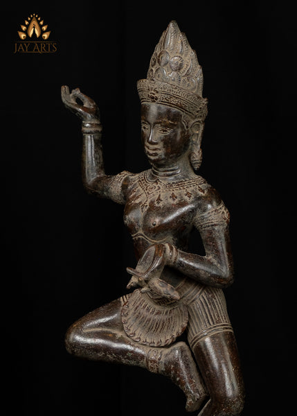 Apsara Statue 22” - Antique Khmer Style Bronze Apsara - Angkor Wat Dancing Apsara