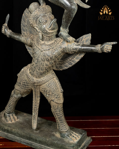 30” Bronze Vishnu standing on Garuda - Angkor Wat Khmer Style Vishnu Garuda Statue