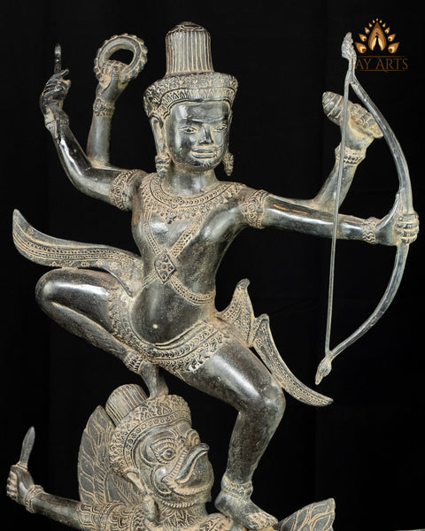 30” Bronze Vishnu standing on Garuda - Angkor Wat Khmer Style Vishnu Garuda Statue