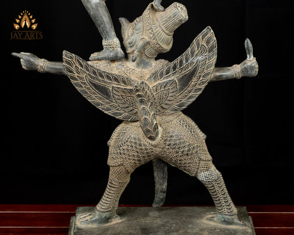 30” Bronze Vishnu standing on Garuda - Angkor Wat Khmer Style Vishnu Garuda Statue