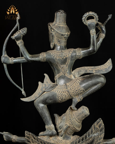 30” Bronze Vishnu standing on Garuda - Angkor Wat Khmer Style Vishnu Garuda Statue