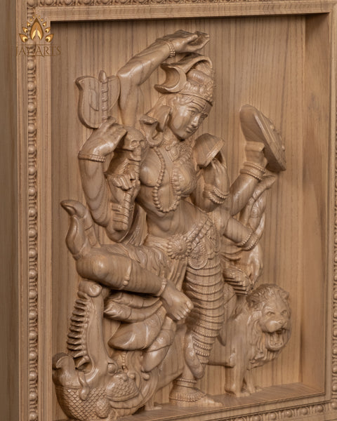 Dancing Ardhanarishvara (Shiva Shakthi) 13" x 11" Ash wood carving - Hindu God Wood Carving