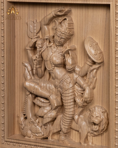 Dancing Ardhanarishvara (Shiva Shakthi) 13" x 11" Ash wood carving - Hindu God Wood Carving