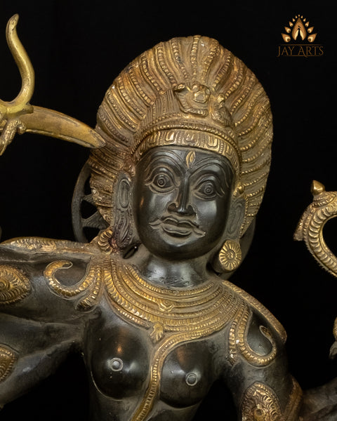 The All-Powerful Ma Kaali with a Blazing Prabhavali 26" Brass Statue