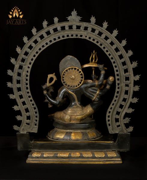 The All-Powerful Ma Kaali with a Blazing Prabhavali 26" Brass Statue