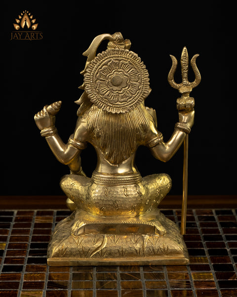 Lord Shiva seated on a Mount 8" Brass Statue