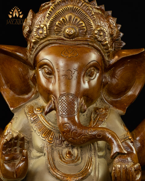 9" Blessing Ganesha Brass Statue