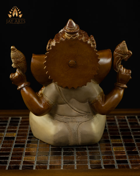 9" Blessing Ganesha Brass Statue