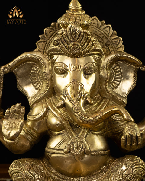 Abhaya Ganesh 7" Brass Statue
