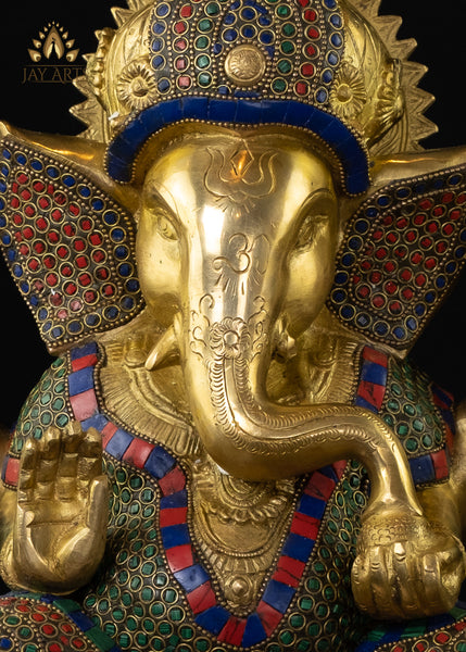 12" Ashirvadh Ganesh - Brass Ganesh Statue