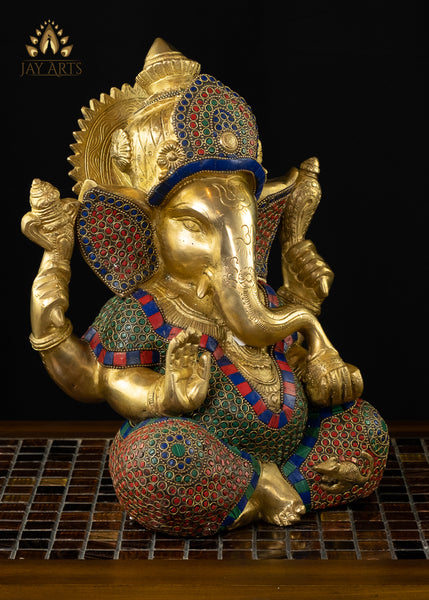 12" Ashirvadh Ganesh - Brass Ganesh Statue