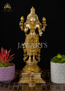 Goddess Lakshmi with an Elephant - Brass Lakshmi Statue