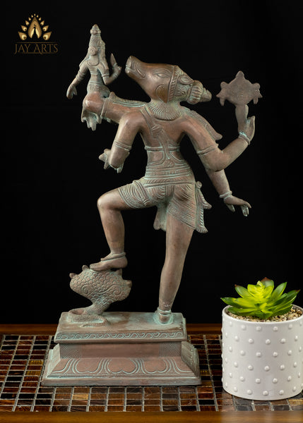 Varaha Avatar of Vishnu with Bhuma Devi 17" - Brass Vishnu Statue