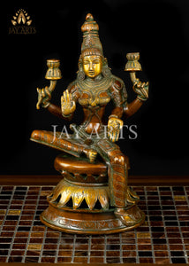 12" Goddess Lakshmi Devi seated on a Lotus