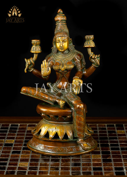 12" Goddess Lakshmi Devi seated on a Lotus