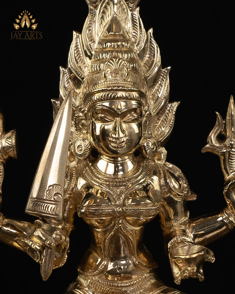 Goddess Mariamman (Hindu Goddess of Rain) 10.5" Panchaloham Bronze Idol