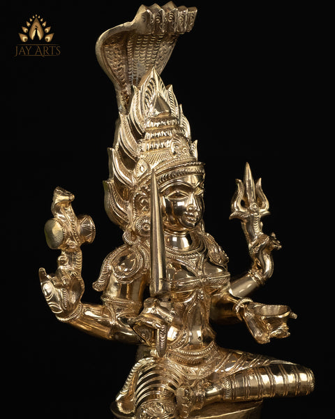 Goddess Mariamman (Hindu Goddess of Rain) 10.5" Panchaloham Bronze Idol