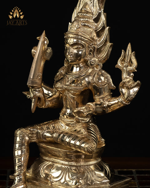 Goddess Mariamman (Hindu Goddess of Rain) 10.5" Panchaloham Bronze Idol