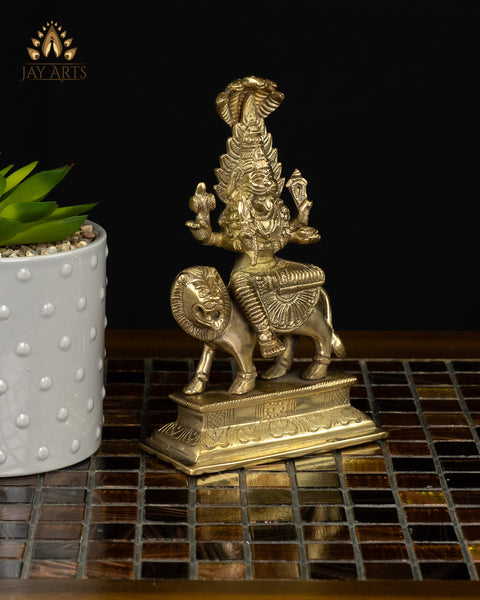 Goddess Pratyangira Devi (Atharvana Bhadrakali) 7" Brass Statue