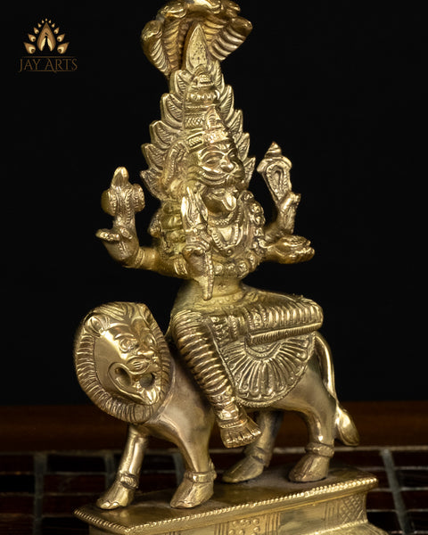 Goddess Pratyangira Devi (Atharvana Bhadrakali) 7" Brass Statue