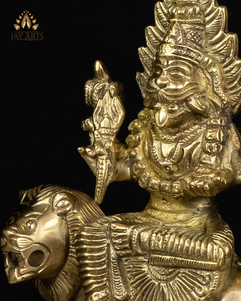 Goddess Pratyangira Devi (Atharvana Bhadrakali) 7" Brass Statue