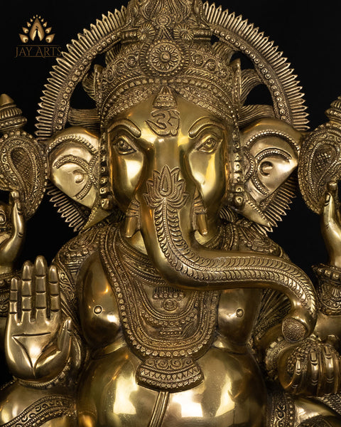 Lord Ganapathi with Surya Halo 19" Brass Statue