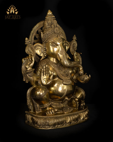 Lord Ganapathi with Surya Halo 19" Brass Statue