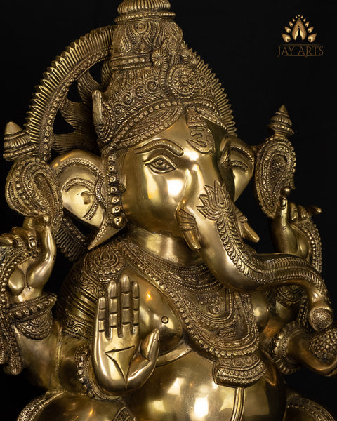 Lord Ganapathi with Surya Halo 19" Brass Statue