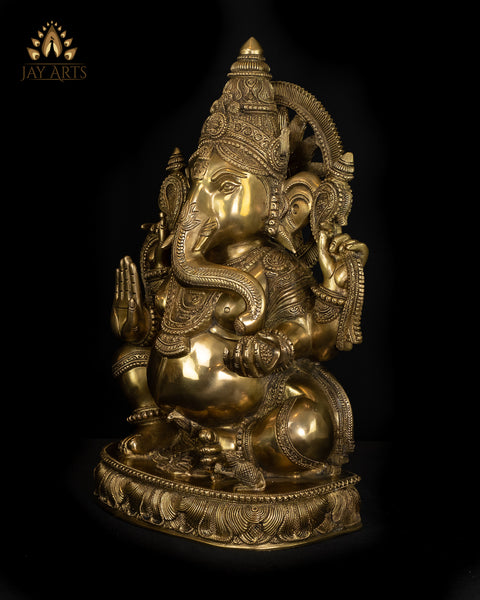 Lord Ganapathi with Surya Halo 19" Brass Statue