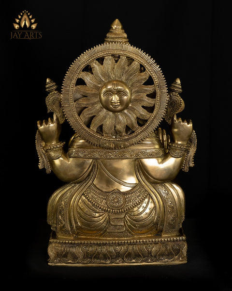 Lord Ganapathi with Surya Halo 19" Brass Statue