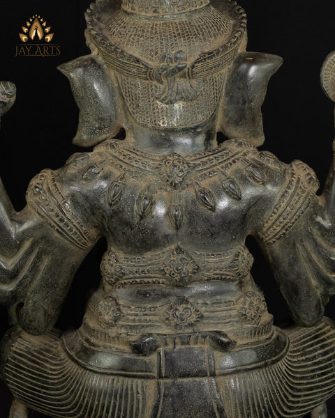 19" Bronze Ganesh Statue - Angkor Wat Bayon Style Ganesh